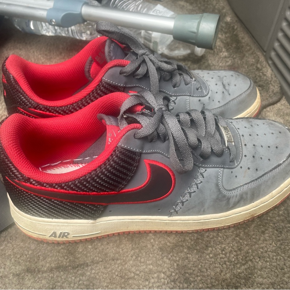 Nike Air Gray and Red Sneakers